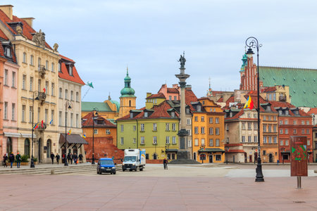 Warsaw, Poland - March 9, 2022: Castle square in old town of Warsaw, Polandのeditorial素材