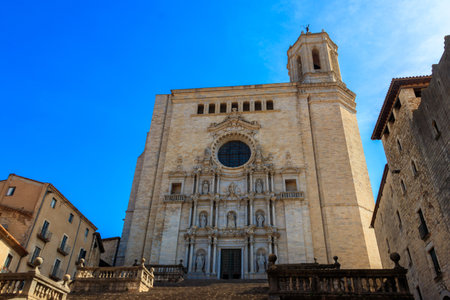 Girona Cathedral, also known as the Cathedral of Saint Mary of Girona, is a Roman Catholic church located in Girona, Catalonia, Spainの写真素材