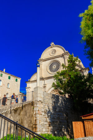 Sibenik, Croatia - June 27, 2024: Cathedral of St. James in Sibenik, Croatia. UNESCO world heritage siteのeditorial素材