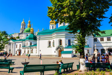 Kiev, Ukraine - August 24, 2019: View of the Kiev Pechersk Lavra, also known as the Kiev Monastery...