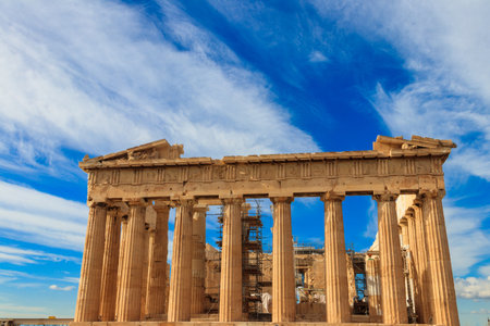 Parthenon temple on the Acropolis in Athens, Greeceの写真素材