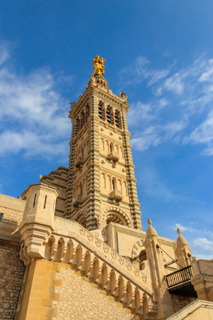 Basilica of Notre Dame de la Garde in Marseille, Franceの写真素材