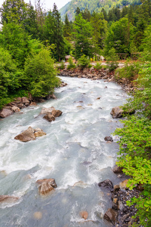 View of the Kander river in Switzerlandの写真素材