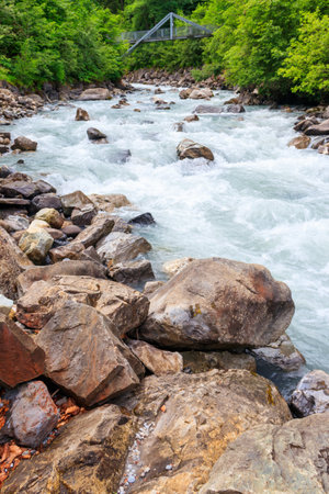 View of the Kander river in Switzerlandの写真素材