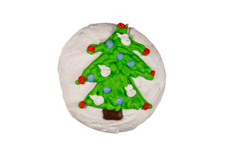 Christmas gingerbread cookie isolated on white backgroundの写真素材