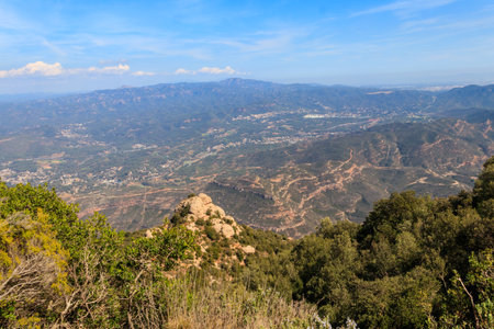 Beautiful view from the mountain of Montserrat in Catalonia, Spainの写真素材