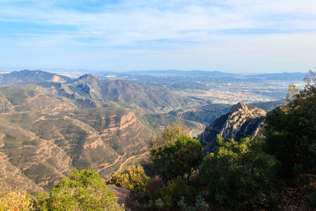 Beautiful view from the mountain of Montserrat in Catalonia, Spainの写真素材