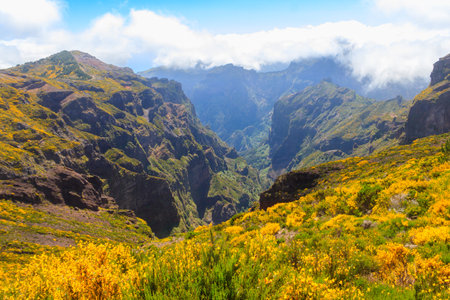 Beautiful view from Pico do Arieiro on Madeira island, Portugalの写真素材