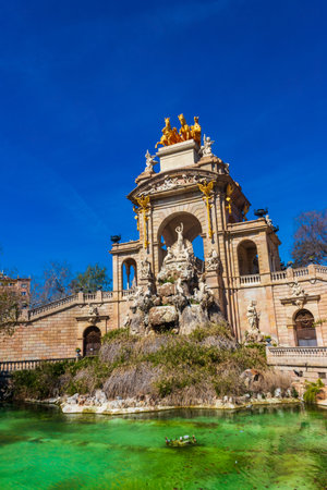 Cascada Monumental fountain in Ciutadella park in Barcelona, Spainの写真素材