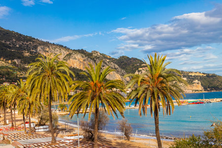 Coastline of Mediterranean sea in Menton, French Riviera, Franceの写真素材