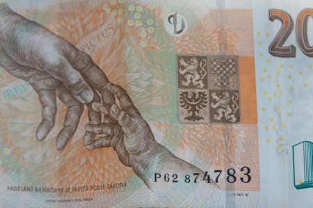 Macro shot of 200 Czech koruna banknoteの写真素材