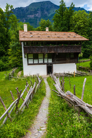 Traditional swiss rural house in Open-Air-Museum Ballenberg, Brienz, Switzerlandの写真素材
