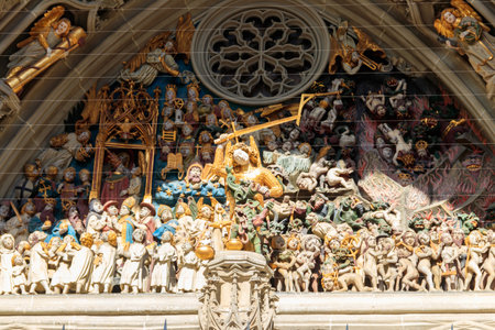 Details of the main portal of Bern cathedral (Bern Minster), Switzerland