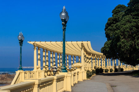 Romantic promenade Pergola da Foz or Pergola da Nevogilde on the seafront near Porto, Portugalの写真素材