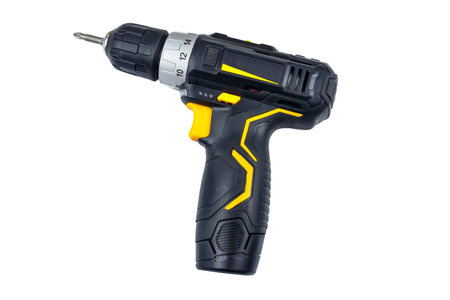 Cordless screwdriver isolated on white backgroundの写真素材