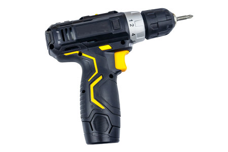 Cordless screwdriver isolated on white backgroundの写真素材