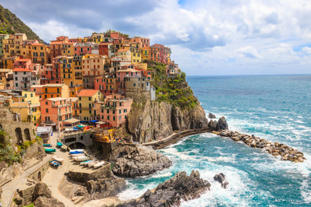 Beautiful view of Manarola in National Park Cinque Terre in Liguria, Italy. UNESCO world heritageの写真素材