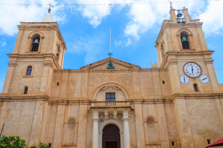 Facade of the St. John's Co-Cathedral in Valletta, Maltaの写真素材
