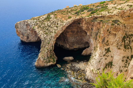 Scenic view of Blue grotto in Maltaの写真素材