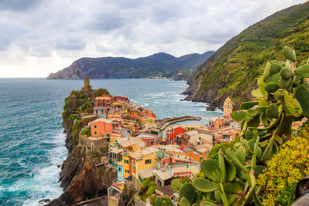 Beautiful view of Vernazza in National Park Cinque Terre in Liguria, Italy. UNESCO world heritageの写真素材