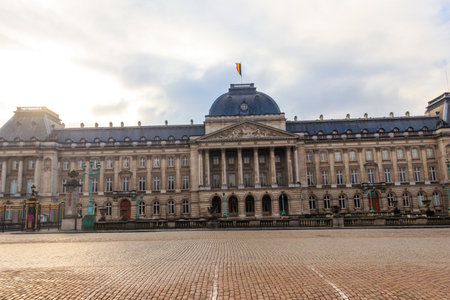 Facade of the Royal Palace in Brussels, Belgiumの写真素材
