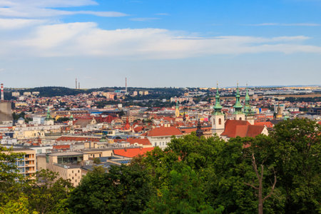 Panoramic view of Brno from Spilberk castle, Brno, South Moravia, Czech Republicの写真素材