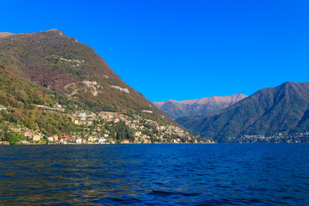 Breathtaking view of Lake Como, Lombardy, Italyの写真素材