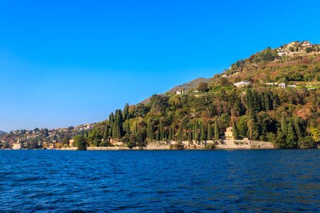 Breathtaking view of Lake Como, Lombardy, Italyの写真素材