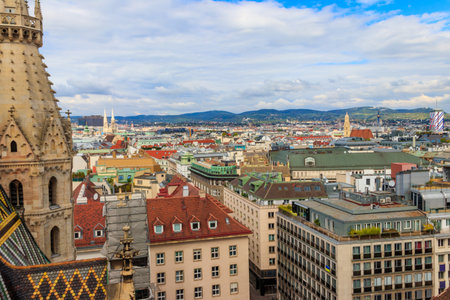 View of Vienna from the St.Stephen's Cathedral, Austriaの写真素材