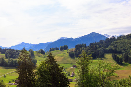 Amazing view of Swiss Alps from Burgenstock resort, Canton of Nidwalden, Switzerland