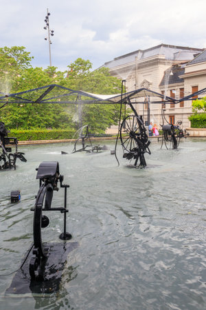 Basel, Switzerland - May 23, 2022: Tinguely fountain, also known as Carnival Fountain in the center of Basel, Switzerland. Created in 1977 by Jean Tinguelyのeditorial素材