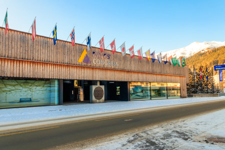 Davos, Switzerland - December 8, 2022: Davos Congress Center where the prestigious annual World Economic Forum takes place in Switzerlandのeditorial素材