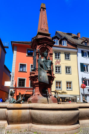 Konstanz, Germany - May 25, 2022: Kaiserbrunnen (Emperor Fountain) in Konstanz (Constance), Germanyのeditorial素材