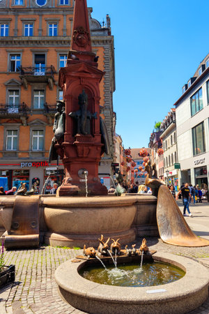 Konstanz, Germany - May 25, 2022: Kaiserbrunnen (Emperor Fountain) in Konstanz (Constance), Germanyのeditorial素材