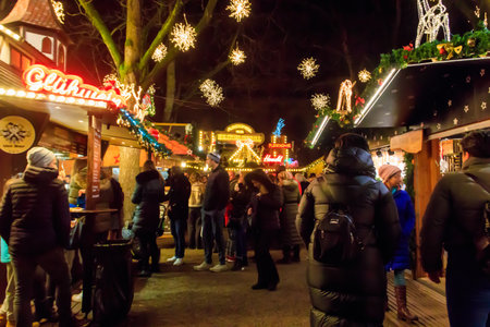 Basel, Switzerland - December 21, 2022: People visiting traditional Christmas market in Basel, Switzerlandのeditorial素材