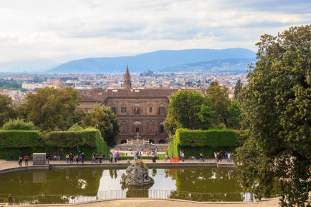 Florence, Italy - May 4, 2025: View of Pitti Palace from the Boboli Gardens in Florence, Italyのeditorial素材