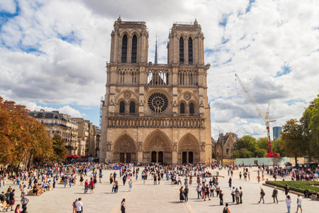 Paris, France - September 8, 2025: Notre Dame Cathedral in Paris, Franceのeditorial素材