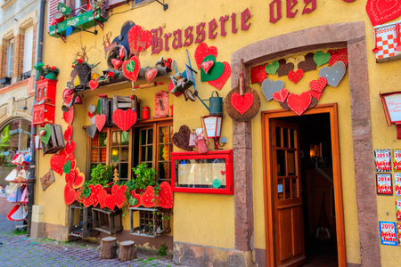 Colmar, France - May 8, 2022: Decorated old medieval building in Colmar, Alsace, Franceのeditorial素材