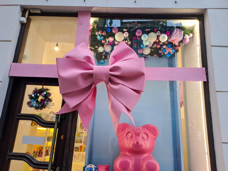 Store display decorated for Christmasの写真素材