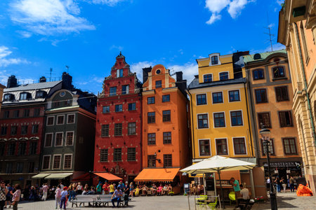 Stockholm, Sweden - June 1, 2024: Colorful buildings at Stortorget square, the main square in Gamla Stan, the Old Town of Stockholm, Swedenのeditorial素材