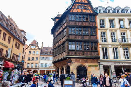 Strasbourg, France - April 27, 2022: Kammerzell House is one of most famous buildings of Strasbourg and one of well-preserved medieval civil housing buildings in late Gothic architectureのeditorial素材