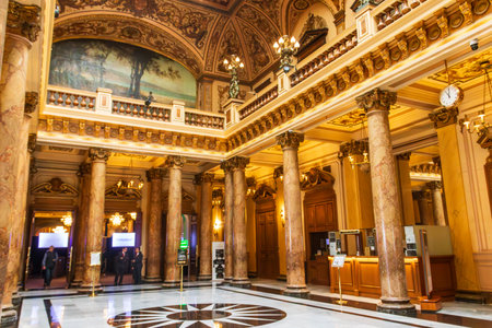 Monte Carlo, Monaco - May 18, 2023: The interior of Grand Casino in Monte Carlo, Monaco