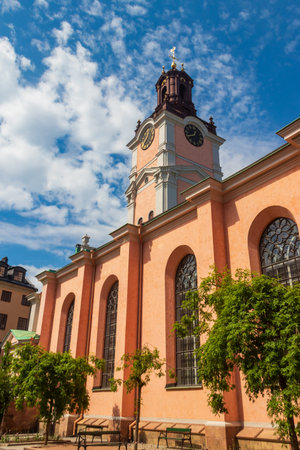 Facade of Storkyrkan (The Great Church), also called Stockholms domkyrka (Stockholm Cathedral) and Sankt Nikolai kyrka (Church of Saint Nicholas) in Stockholm, Swedenの写真素材