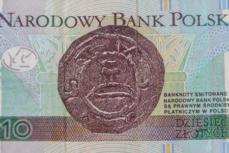 Macro shot of ten polish zloty banknote
