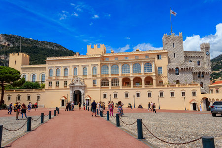 Monaco-Ville, Monaco - May 18, 2023: Facade of Prince's Palace of Monacoのeditorial素材