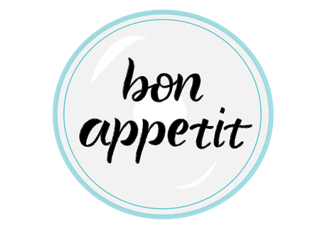 BON APPETIT- cooking quote hand drawn lettering element your design.のイラスト素材