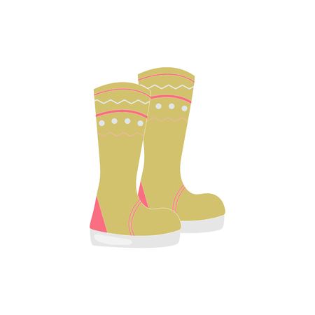 RUBBER BOOTS in a vector style isolated. Vector for background, texture, wrapper pattern, frame or border.のイラスト素材
