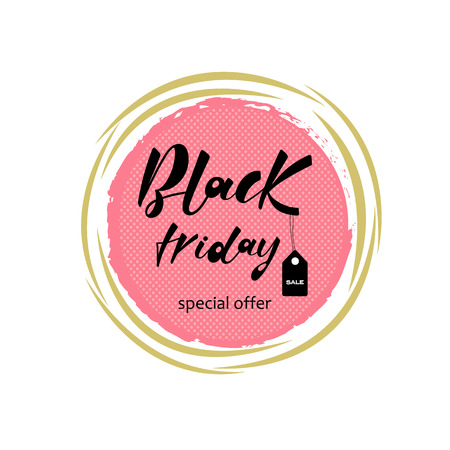 Hand drawn BLACK FRIDAY typography poster. Text for card, postcard,  badge.  Vector illustration EPS 10のイラスト素材