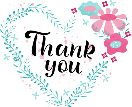 Hand drawn THANK YOU typography poster. Text for card, postcard, event icon.のイラスト素材