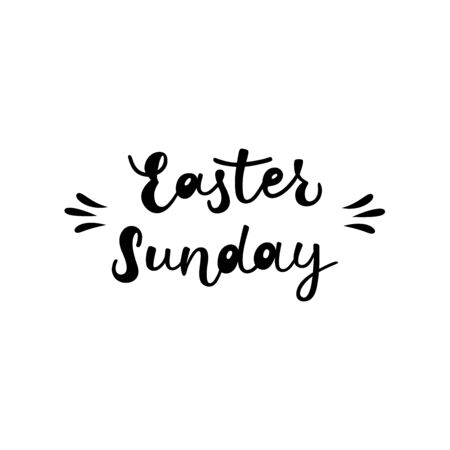 HAPPY EASTER- hand drawn modern calligraphy design vector illustration. Easter decoration. Black lettering. Vector illustration with decorative Eaeter wreath. Poster, greeting card template.のイラスト素材